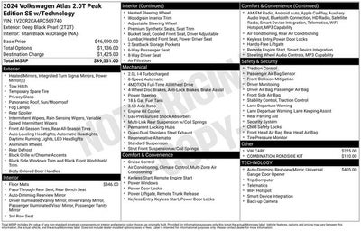 2024 Volkswagen Atlas 2.0T Peak Edition SE w/Technology