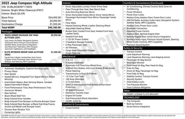 2022 Jeep Compass High Altitude