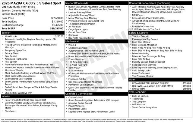 2026 Mazda Mazda CX-30 2.5 S Select Sport