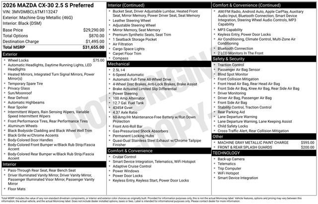 2026 Mazda Mazda CX-30 CX-30 2.5 S PF AWD