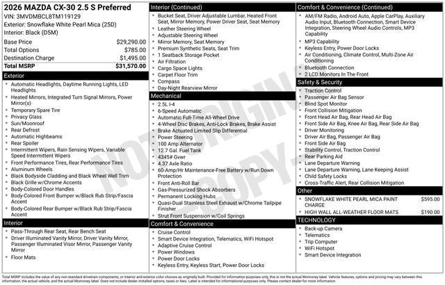 2026 Mazda Mazda CX-30 2.5 S Preferred AWD