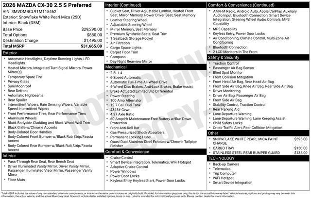2026 Mazda Mazda CX-30 2.5 S Preferred AWD