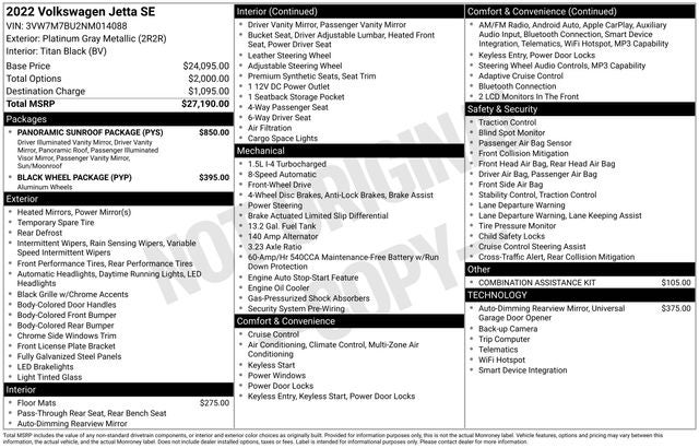 2022 Volkswagen Jetta 1.5T SE