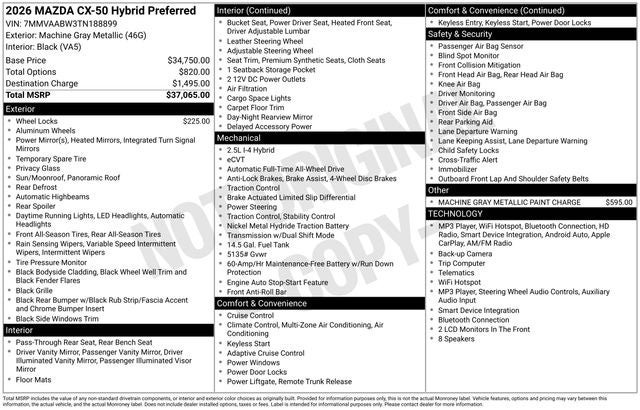 2026 Mazda Mazda CX-50 Hybrid Preferred AWD