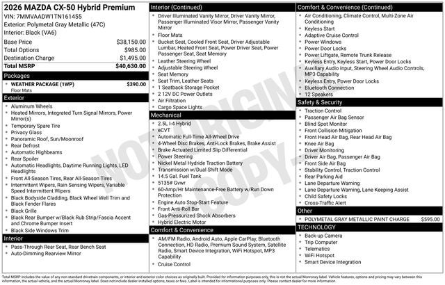 2026 Mazda Mazda CX-50 Hybrid Premium AWD