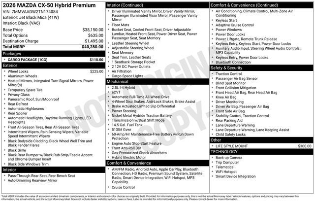 2026 Mazda Mazda CX-50 Hybrid Premium AWD