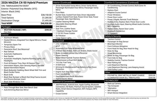2026 Mazda Mazda CX-50 Hybrid Premium AWD
