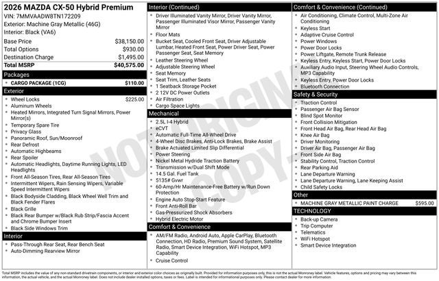 2026 Mazda Mazda CX-50 Hybrid Premium AWD