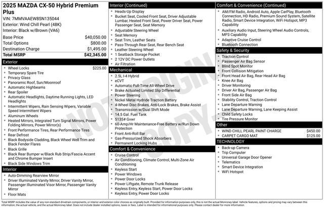 2025 Mazda Mazda CX-50 Hybrid Premium Plus AWD