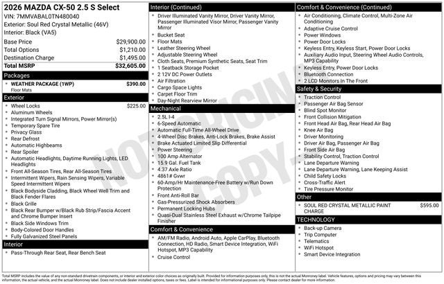 2026 Mazda Mazda CX-50 2.5 S Select AWD