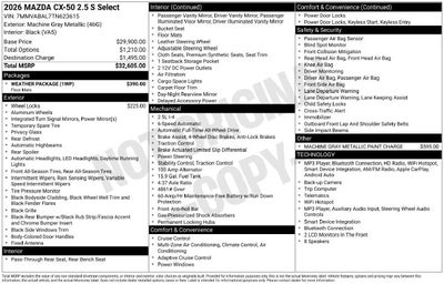 2026 Mazda Mazda CX-50 2.5 S Select AWD