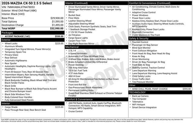 2026 Mazda Mazda CX-50 2.5 S Select AWD