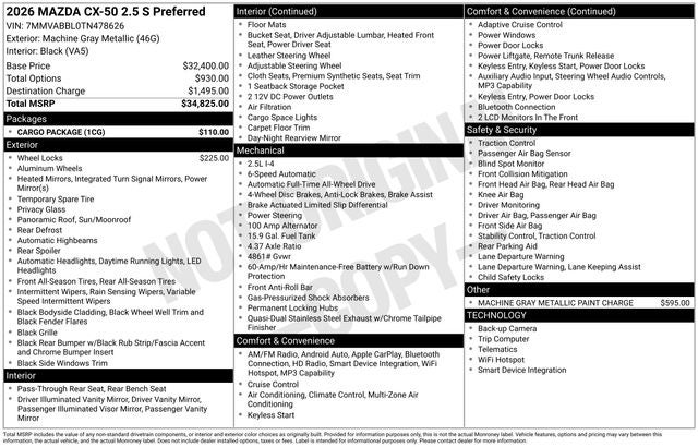 2026 Mazda Mazda CX-50 2.5 S Preferred AWD