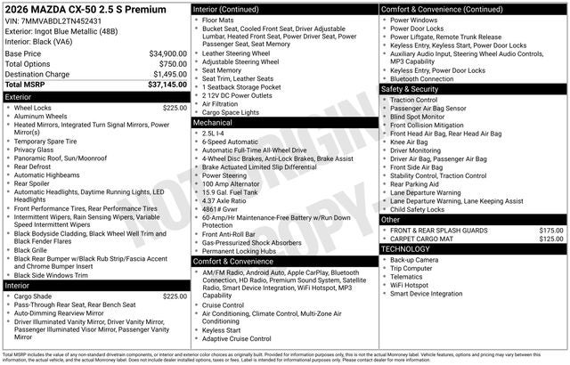 2026 Mazda Mazda CX-50 2.5 S Premium AWD