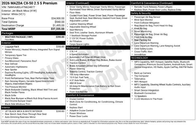 2026 Mazda Mazda CX-50 2.5 S Premium AWD