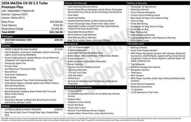 2026 Mazda Mazda CX-50 2.5 Turbo Premium Plus AWD