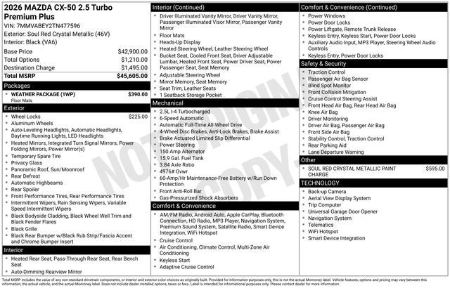 2026 Mazda Mazda CX-50 2.5 Turbo Premium Plus AWD