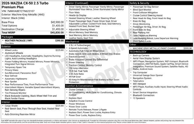 2026 Mazda Mazda CX-50 2.5 Turbo Premium Plus AWD