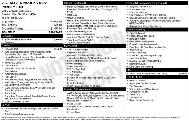 2026 Mazda Mazda CX-50 2.5 Turbo Premium Plus AWD