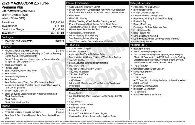 2026 Mazda Mazda CX-50 2.5 Turbo Premium Plus AWD