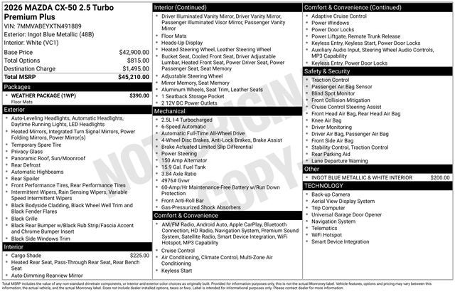 2026 Mazda Mazda CX-50 2.5 Turbo Premium Plus AWD