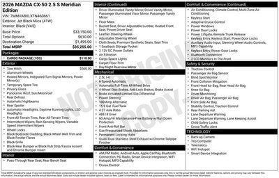 2026 Mazda Mazda CX-50 2.5 S Meridian Edition AWD