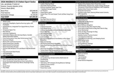 2026 Mazda Mazda3 Sedan 2.5 S Select Sport