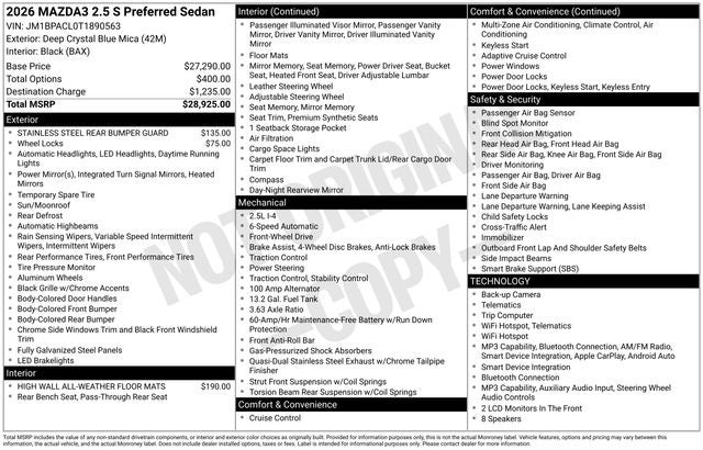 2026 Mazda Mazda3 2.5 S Preferred