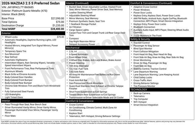 2026 Mazda Mazda3 Sedan 2.5 S Preferred
