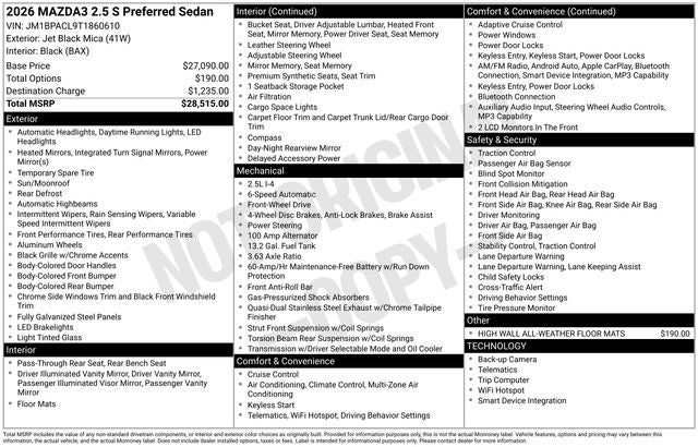 2026 Mazda Mazda3 Sedan 2.5 S Preferred