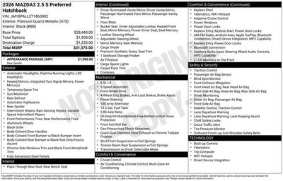 2026 Mazda Mazda3 Hatchback 2.5 S Preferred