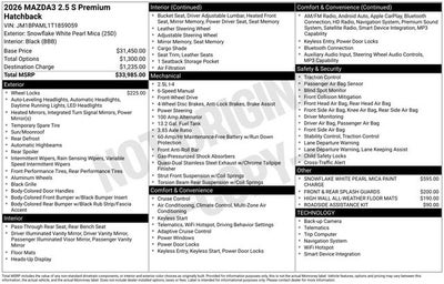 2026 Mazda Mazda3 Hatchback 2.5 S Premium
