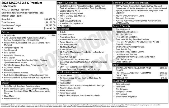 2026 Mazda Mazda3 Hatchback 2.5 S Premium
