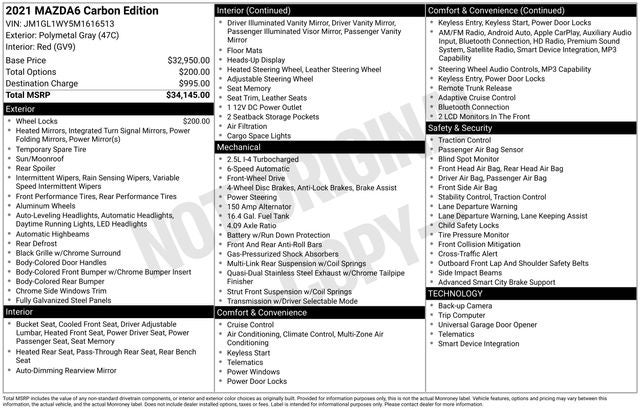 2021 Mazda Mazda6 Carbon Edition