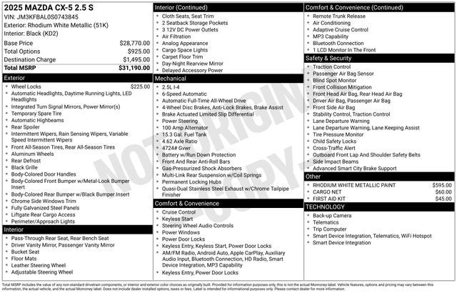 2025 Mazda Mazda CX-5 2.5 S AWD