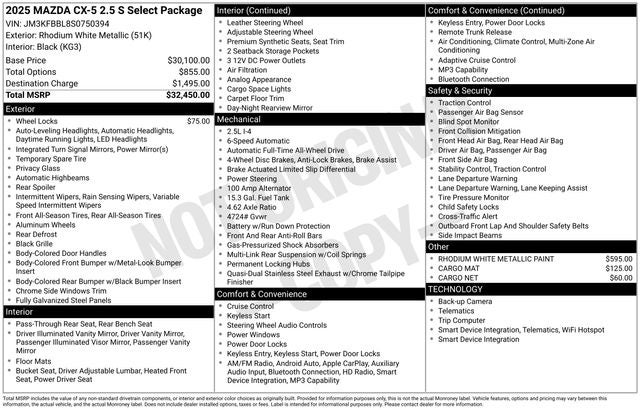 2025 Mazda Mazda CX-5 2.5 S Select AWD