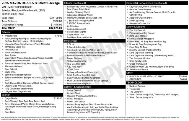 2025 Mazda Mazda CX-5 2.5 S Select AWD