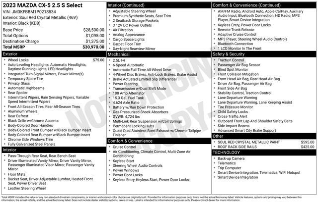 2023 Mazda Mazda CX-5 2.5 S Select Package
