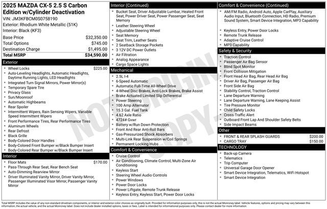 2025 Mazda Mazda CX-5 2.5 S Carbon Edition AWD