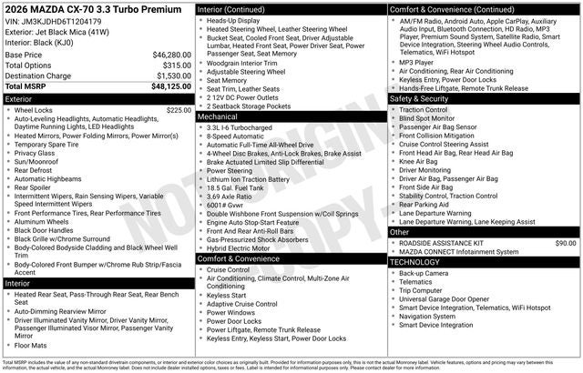 2026 Mazda Mazda CX-70 3.3 Turbo Premium AWD