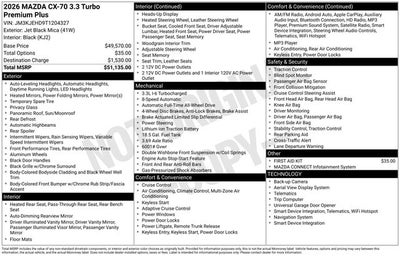 2026 Mazda Mazda CX-70 3.3 Turbo Premium Plus AWD