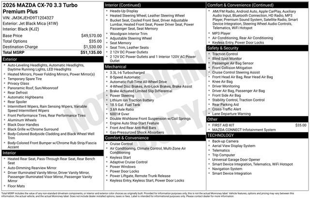 2026 Mazda Mazda CX-70 3.3 Turbo Premium Plus AWD