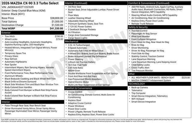 2026 Mazda Mazda CX-90 3.3 Turbo Select AWD