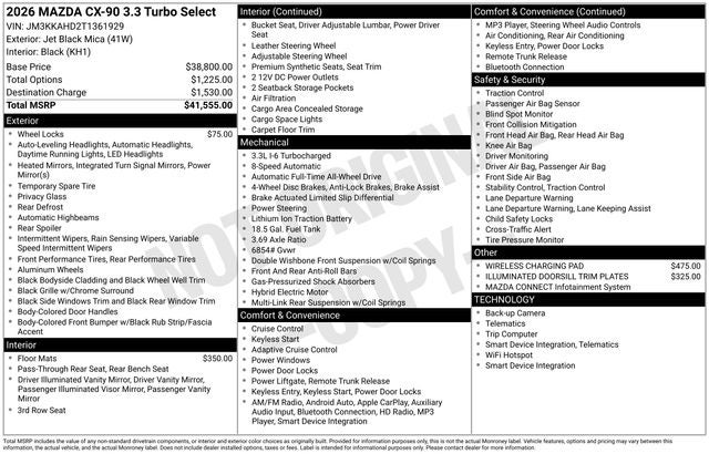 2026 Mazda Mazda CX-90 3.3 Turbo Select AWD