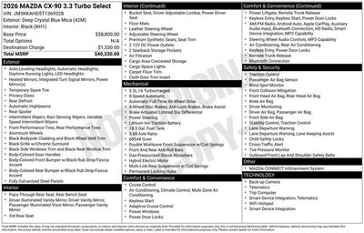 2026 Mazda Mazda CX-90 3.3 Turbo Select AWD