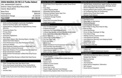 2026 Mazda Mazda CX-90 3.3 Turbo Select AWD