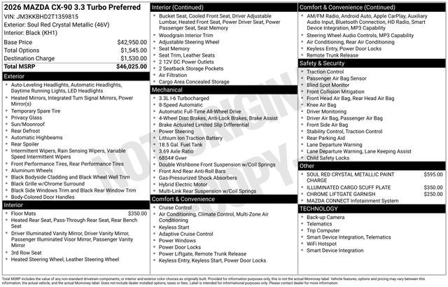 2026 Mazda Mazda CX-90 3.3 Turbo Preferred AWD