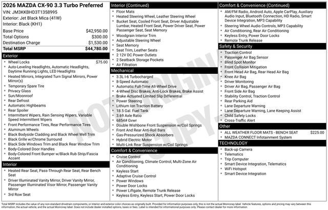 2026 Mazda Mazda CX-90 3.3 Turbo Preferred AWD