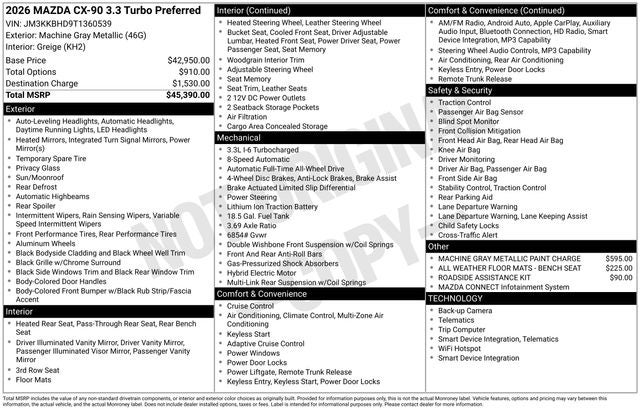 2026 Mazda Mazda CX-90 3.3 Turbo Preferred AWD