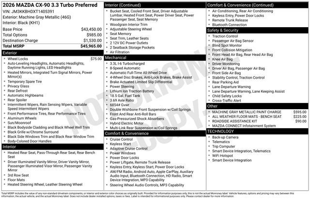 2026 Mazda Mazda CX-90 3.3 Turbo Preferred AWD